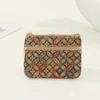 Unisex Geometric Cork Zipper Wallets sku image 1