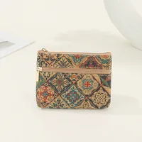 Unisex Geometric Cork Zipper Wallets sku image 2