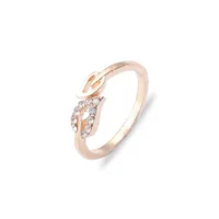 Best Selling Leaf Rhinestone Peach Heart Adjustable Knuckle Ring Female Flash Diamond Love Ring sku image 1