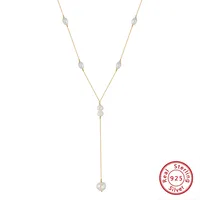 Sterling Silver 14K Gold Plated White Gold Plated Beach Sweet Simple Style Plating Solid Color Long Necklace main image 2