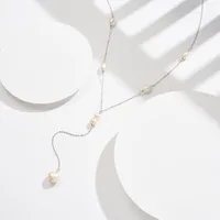 Sterling Silver 14K Gold Plated White Gold Plated Beach Sweet Simple Style Plating Solid Color Long Necklace main image 5