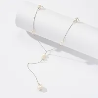 Sterling Silver 14K Gold Plated White Gold Plated Beach Sweet Simple Style Plating Solid Color Long Necklace main image 4