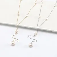 Sterling Silver 14K Gold Plated White Gold Plated Beach Sweet Simple Style Plating Solid Color Long Necklace main image 3