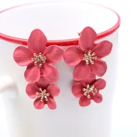 1 Pair Casual Simple Style Flower Stoving Varnish Alloy Drop Earrings sku image 6