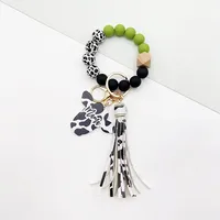 Retro Cow Pattern Alloy Wood Silica Gel Unisex Keychain sku image 3
