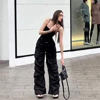 Women's Holiday Party Date Streetwear Solid Color Full Length Pocket Casual Pants Cargo Pants main image 1