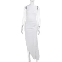 Women's Sheath Dress Sexy Round Neck Sleeveless Solid Color Maxi Long Dress Holiday Banquet Date sku image 2
