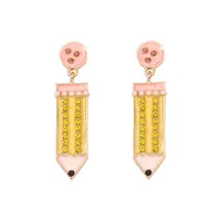 1 Pair Simple Style Pencil Enamel Inlay Zinc Alloy Rhinestones Drop Earrings sku image 1