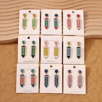 1 Pair Simple Style Pencil Enamel Inlay Zinc Alloy Rhinestones Drop Earrings main image 2