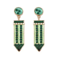 1 Pair Simple Style Pencil Enamel Inlay Zinc Alloy Rhinestones Drop Earrings sku image 8