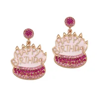 1 Pair IG Style Cute Letter Cake Enamel Inlay Zinc Alloy Rhinestones Drop Earrings main image 2