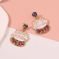 1 Pair IG Style Cute Letter Cake Enamel Inlay Zinc Alloy Rhinestones Drop Earrings main image 1