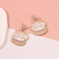 1 Pair IG Style Cute Letter Cake Enamel Inlay Zinc Alloy Rhinestones Drop Earrings main image 4