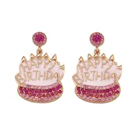 1 Pair IG Style Cute Letter Cake Enamel Inlay Zinc Alloy Rhinestones Drop Earrings main image 3
