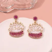 1 Pair IG Style Cute Letter Cake Enamel Inlay Zinc Alloy Rhinestones Drop Earrings sku image 2