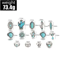 Hip-Hop Retro Leaf Turquoise Alloy Wholesale Rings main image 3