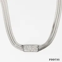 304 Stainless Steel White Gold Plated Gold Plated Casual Modern Style Inlay Solid Color Rhinestones Bracelets Necklace sku image 1
