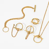Wholesale Jewelry Casual Solid Color 304 Stainless Steel No Inlaid 16K Gold Plated White Gold Plated Gold Plated Bracelets Earrings Necklace main image 2