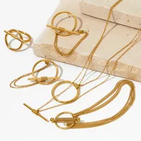 Wholesale Jewelry Casual Solid Color 304 Stainless Steel No Inlaid 16K Gold Plated White Gold Plated Gold Plated Bracelets Earrings Necklace main image 1