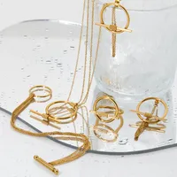 Wholesale Jewelry Casual Solid Color 304 Stainless Steel No Inlaid 16K Gold Plated White Gold Plated Gold Plated Bracelets Earrings Necklace main image 4