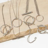 Wholesale Jewelry Casual Solid Color 304 Stainless Steel No Inlaid 16K Gold Plated White Gold Plated Gold Plated Bracelets Earrings Necklace main image 3