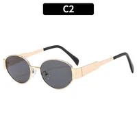 Casual Hip-Hop Vintage Style Solid Color Ac Oval Frame Full Frame Women's Sunglasses sku image 2