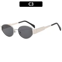 Casual Hip-Hop Vintage Style Solid Color Ac Oval Frame Full Frame Women's Sunglasses sku image 3