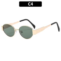 Casual Hip-Hop Vintage Style Solid Color Ac Oval Frame Full Frame Women's Sunglasses sku image 4