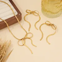Wholesale Jewelry Elegant Simple Style Bow Knot 304 Stainless Steel 18K Gold Plated Jewelry Set main image 1
