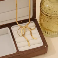 Wholesale Jewelry Elegant Simple Style Bow Knot 304 Stainless Steel 18K Gold Plated Jewelry Set main image 5