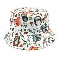 Unisex Retro Animal Tree Printing Wide Eaves Bucket Hat sku image 2