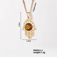 304 Stainless Steel K Gold Plated Rhodium Plated Elegant Streetwear Inlay Palm Natural Stone Pendant Necklace sku image 1