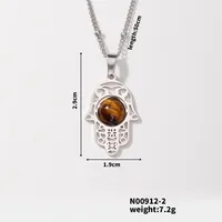 304 Stainless Steel K Gold Plated Rhodium Plated Elegant Streetwear Inlay Palm Natural Stone Pendant Necklace sku image 2
