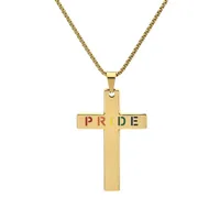 Casual Vacation Classic Style Cross Letter 304 Stainless Steel Luminous Polishing Hollow Out 18K Gold Plated Men's Pendant Necklace main image 5