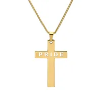 Casual Vacation Classic Style Cross Letter 304 Stainless Steel Luminous Polishing Hollow Out 18K Gold Plated Men's Pendant Necklace main image 9