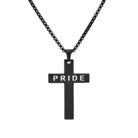 Casual Vacation Classic Style Cross Letter 304 Stainless Steel Luminous Polishing Hollow Out 18K Gold Plated Men's Pendant Necklace main image 2