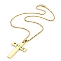 Casual Vacation Classic Style Cross Letter 304 Stainless Steel Luminous Polishing Hollow Out 18K Gold Plated Men's Pendant Necklace main image 6