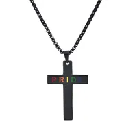 Casual Vacation Classic Style Cross Letter 304 Stainless Steel Luminous Polishing Hollow Out 18K Gold Plated Men's Pendant Necklace main image 4