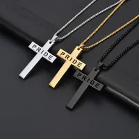 Casual Vacation Classic Style Cross Letter 304 Stainless Steel Luminous Polishing Hollow Out 18K Gold Plated Men's Pendant Necklace main image 1