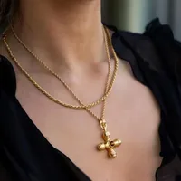 304 Stainless Steel 18K Gold Plated Casual Simple Style Polishing Plating Inlay Cross Artificial Gemstones Earrings Necklace main image 3