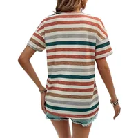Women's T-shirt Short Sleeve T-Shirts Printing Stripe Streetwear Stripe main image 5