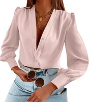 Women's Blouse Long Sleeve Blouses Button Streetwear Solid Color main image 5