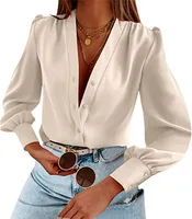 Women's Blouse Long Sleeve Blouses Button Streetwear Solid Color sku image 19