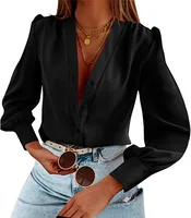 Women's Blouse Long Sleeve Blouses Button Streetwear Solid Color main image 3