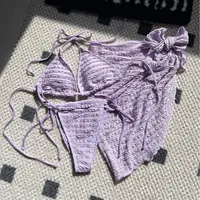 Women's Sexy Solid Color 3 Pieces Set Bikinis Swimwear main image 3