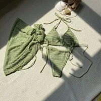 Women's Sexy Solid Color 3 Pieces Set Bikinis Swimwear sku image 16