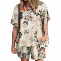 Holiday Beach Women's Vacation Plant Flower Spandex Polyester Printing Shorts Sets Shorts Sets main image 2