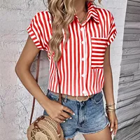 Women's Blouse Short Sleeve Blouses Simple Style Stripe main image 5