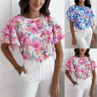 Women's Blouse Short Sleeve Blouses Vacation Flower main image 1