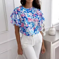 Women's Blouse Short Sleeve Blouses Vacation Flower main image 4